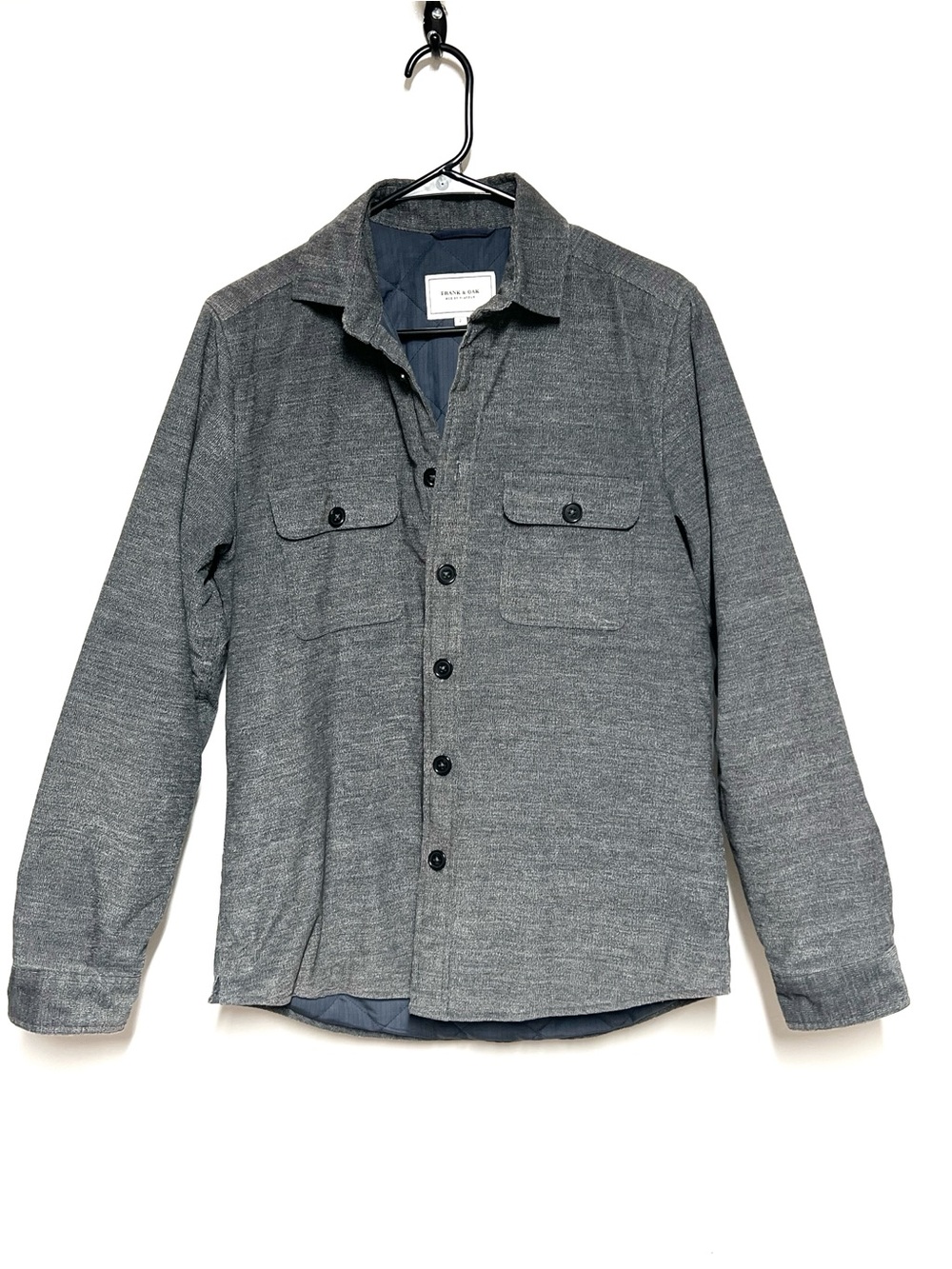 Frank & Oak Heather Gray Quilted Lined Shacket Mens Sz S